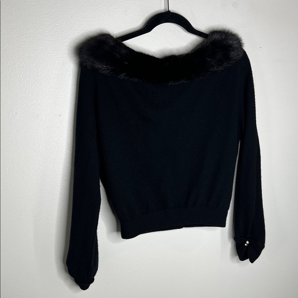 Vintage Dalton Cashmere and Fur Black Cardigan - Picture 10 of 12